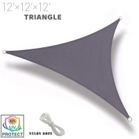 Sunny Guard Sun Shade Sail 12X12X12 Triangle Dark Grey Uv Block Sunshade For Backyard Yard Deck Patio Garden Outdoor Activiti