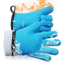 Loveuing Kitchen Oven Gloves Silicone And Cotton Doublelayer Heat Resistant Oven Mittsbbq Glovesgrill Gloves Perfect For