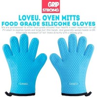 Loveuing Kitchen Oven Gloves Silicone And Cotton Doublelayer Heat Resistant Oven Mittsbbq Glovesgrill Gloves Perfect For