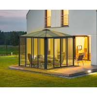 Palram Canopia Ledro 10 X 10 Enclosed Gazeto Wscreen Doors Graybronze