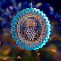 Fonmy Owl Metal Sun Catcher Wind Spinner Stainless Steel Wcrystal Beads Rust Resistant Decoration For Indoor Outdoor Quality Ho