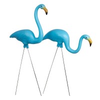 Andbird Plastic Flamingos Yard Ornament Set Of 2 Flamingo Lawn Ornaments Flamingo Garden Yard Wstakes For Home And Outdoor