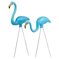 Andbird Plastic Flamingos Yard Ornament Set Of 2 Flamingo Lawn Ornaments Flamingo Garden Yard Wstakes For Home And Outdoor