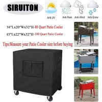 Siruiton Patio Cooler Cart Cover  Fits For Most 80 Quart Rolling Cooler Cart Cover  Waterproof Patio Ice Chest Protective Covers For Outdoor Bar Cart  34L X 20W X32H Inch-(Black)