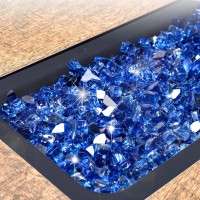 Gaspro 10 Lbs Fire Glass For Propane Fire Pit 12Inch Reflective Fireplace Glass Rocks For Fire Pit Table Cobalt Blue