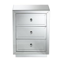 Baxton Studio Lina 3 Drawer Mirrored Nightstand