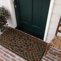 Mohawk Home Entryway Door Mat 2 X 4 All Weather Doormat Outdoor Non Slip Recycled Rubber Ornamental Grain Multicolor