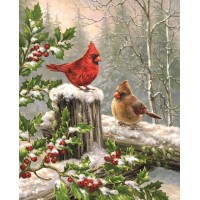 Wamika Merry Christams Garden Flags 12 X 18 Double Sided Cardinal Red Bird Holly Berry Branches Snow Welcome Winter Holiday Yar