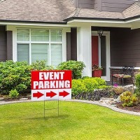 Juvale 6 Pack Outdoor Event Parking Signs With Arrows 12 X 17 Inch Double Sided Corrugated Plastic Yard Signage With Stakes In