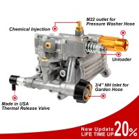 Yamatic 34 Shaft Horizontal Pressure Washer Pump 3400 Psi 25 Gpm Replacement Pump For Power Washer Compatible With Homelit