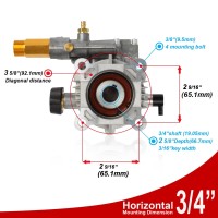 Yamatic 34 Shaft Horizontal Pressure Washer Pump 3400 Psi 25 Gpm Replacement Pump For Power Washer Compatible With Homelit