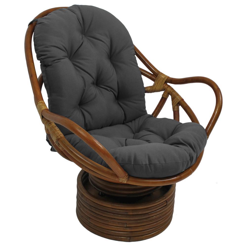 Rattan Swivel Rocker With Outdoor Fabric Cushion  Cool Grey