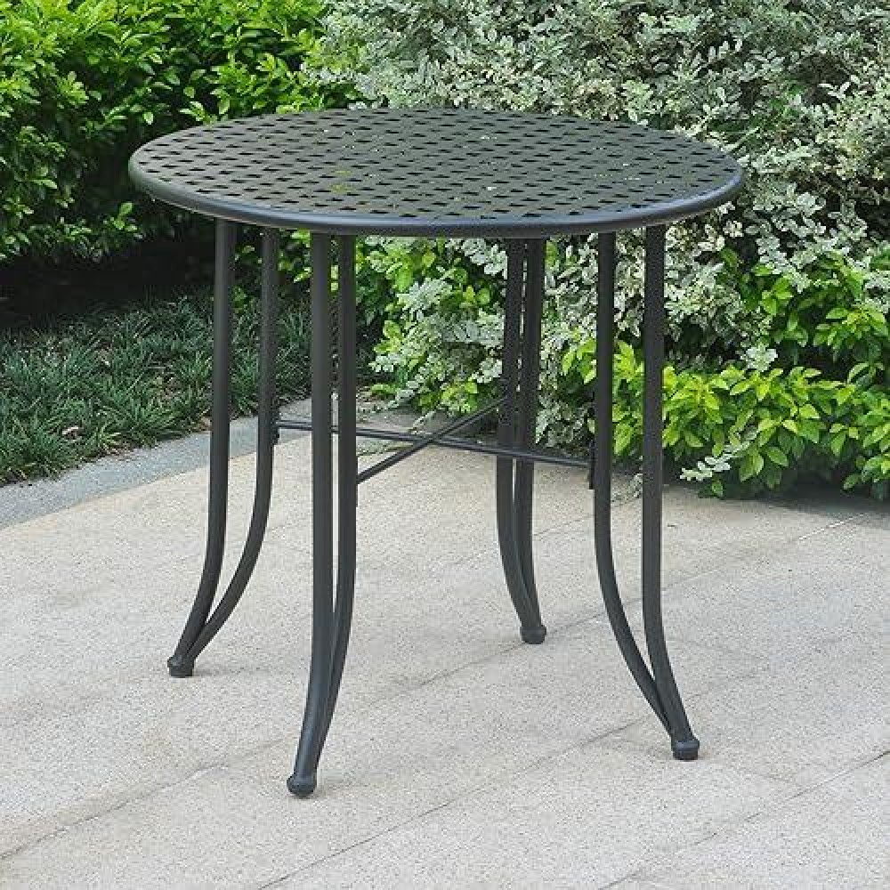 International Caravan Mandalay 30-Inch Iron Patio Bistro Table Antique Black