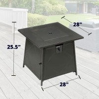 Four Seasons Courtyard 28 Steel 50K Btu Smokeless Propane Gas Fire Pit Square Table Fireplace For Outdoor Backyard Patio Deck