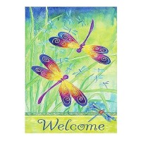 Welcome Spring Summer Dragonfly Butterfly Flowers Double Sided House Flag Garden Banner 28 X 40 Hello Spring Summer Floral