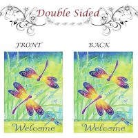 Welcome Spring Summer Dragonfly Butterfly Flowers Double Sided House Flag Garden Banner 28 X 40 Hello Spring Summer Floral