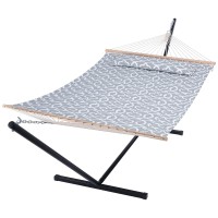 Suncreat 55 Inch Extra Large Double Hammock With Stand 475Lbs Capacity Outdoor Portable Hammock With Hardwood Spreader Bar Ex