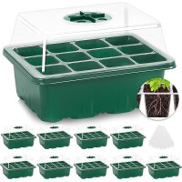 Mixc 10 Packs Seed Starter Tray Seed Starter Kit With Humidity Dome 120 Cells Total Tray Seed Starting Trays Plant Starter Kit