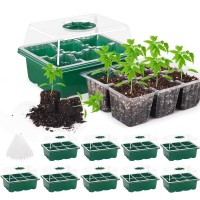 Mixc 10 Set Seedling Trays Seed Starter Kit 60 Large Cells Mini Propagator Plant Grow Kit With Humidity Vented Domes And Base F