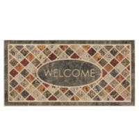 Mohawk Home Entryway Welcome Mat 2 X 4 All Weather Doormat Outdoor Non Slip Recycled Rubber Ornamental Mineral Stone Chestnut