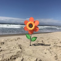 In The Breeze 2704 12Inch Orange Sunflower Wind Spinner With Leaves Colorful Flower For Yard And Garden