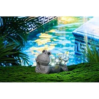 Teresa'S Collections Frog Garden Statues With Solar Outdoor Light For Outdoor Decor  Adorable Resin Lawn Ornaments Animal Figurines Garden Sculptures For Patio Yard Decor Gifts For Mom Birthday 7.3