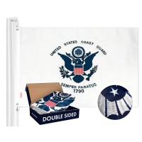 G128 Us Coast Guard Flag 3X5 Ft Double Toughweave Series Double Sided Embroidered 210D Polyester Military Flag Embroidere