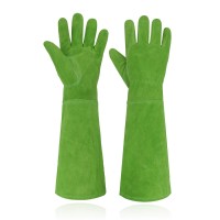 Handlandy Ladies Leather Gardening Gloves Thorn Proof Long Gauntlet Heavy Duty Garden Gloves Elbow Length Women Rose Pruning G