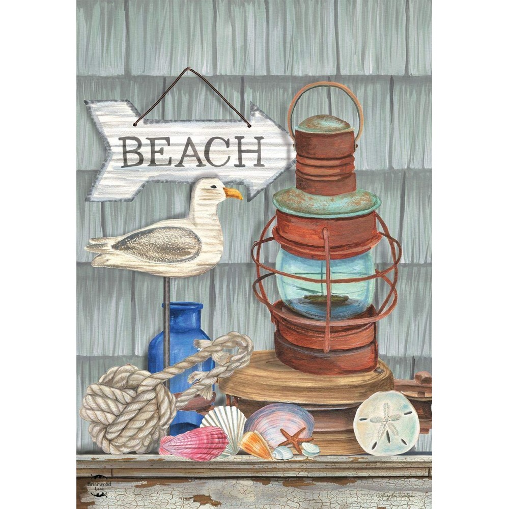 Beachy Vibes Summer Garden Flag Nautical Rustic Lantern 125X18 Briarwood Lane