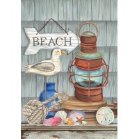 Beachy Vibes Summer Garden Flag Nautical Rustic Lantern 125X18 Briarwood Lane