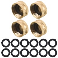 M Mingle Garden Hose Female End Cap Brass Spigot Cap 34 Inch 4Pack With Extra 12 Washers