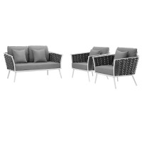 Stance 3 Piece Outdoor Patio Aluminum Sectional Sofa Set