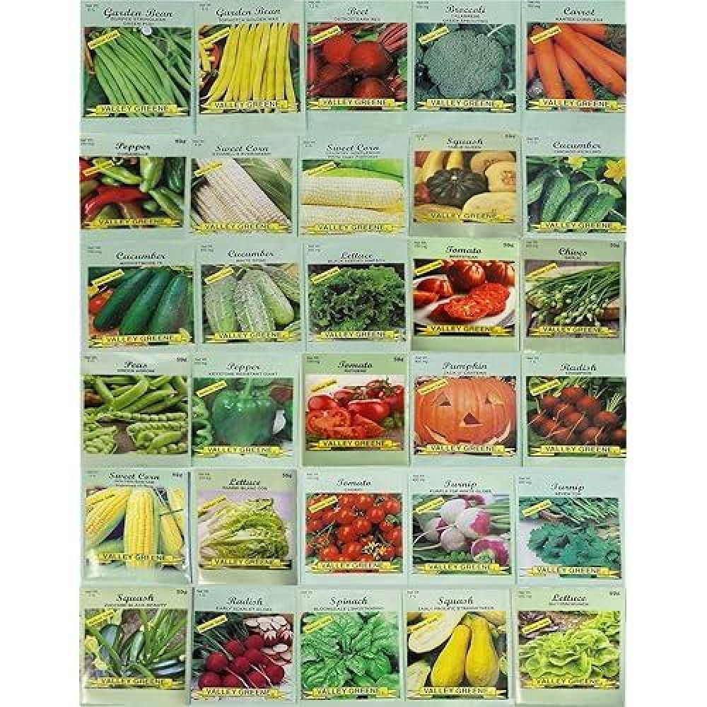 30 Packs Of Deluxe Valley Greene Heirloom Vegetable Garden Seeds Nongmoguaranteed 30 Different Varieties As Listed