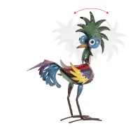 Alpine Corporation 19 Tall Indooroutdoor Wild Tropical Metal Rooster Yard Statue Decoration Multicolor