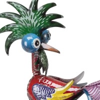 Alpine Corporation 19 Tall Indooroutdoor Wild Tropical Metal Rooster Yard Statue Decoration Multicolor