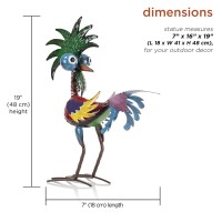 Alpine Corporation 19 Tall Indooroutdoor Wild Tropical Metal Rooster Yard Statue Decoration Multicolor