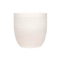 Creative Coop Large Matte White Embossed Stoneware Planter