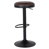 New Pacific Direct Juno Pu Leather Gaslift Backless Swivel Bar, Set Of 2 Bar & Counter Stools, Vintage Coffee Brown