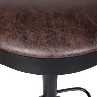 New Pacific Direct Juno Pu Leather Gaslift Backless Swivel Bar, Set Of 2 Bar & Counter Stools, Vintage Coffee Brown