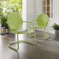 Crosley Furniture Co1001A-Kl Griffith Retro Metal Outdoor Chair, Key Lime