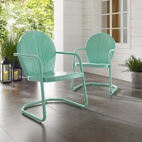 Crosley Furniture Co1001A-Aq Griffith Retro Metal Outdoor Chair, Aqua