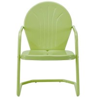 Crosley Furniture Ko10004Kl Griffith 3-Piece Retro Metal Outdoor Seating Set With 2 Chairs And Side Table, Key Lime