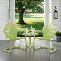 Crosley Furniture Ko10004Kl Griffith 3-Piece Retro Metal Outdoor Seating Set With 2 Chairs And Side Table, Key Lime