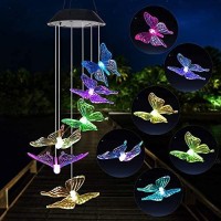 Butterfly Mom Gifts For Mothers Day Grandma Gift Butterfly Solar Wind Chimes For Outside Solar Lights Outdoor Decor Hanging Mob