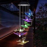 Butterfly Mom Gifts For Mothers Day Grandma Gift Butterfly Solar Wind Chimes For Outside Solar Lights Outdoor Decor Hanging Mob