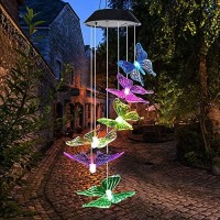 Butterfly Mom Gifts For Mothers Day Grandma Gift Butterfly Solar Wind Chimes For Outside Solar Lights Outdoor Decor Hanging Mob