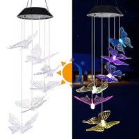 Butterfly Mom Gifts For Mothers Day Grandma Gift Butterfly Solar Wind Chimes For Outside Solar Lights Outdoor Decor Hanging Mob