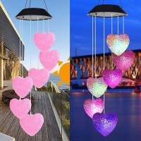 Wind Chime Solar Wind Chimes Outdoor Solar Hearthummingbird Wind Chime Outdoor Decor Yard Decorations Solar Light Mobile Memori