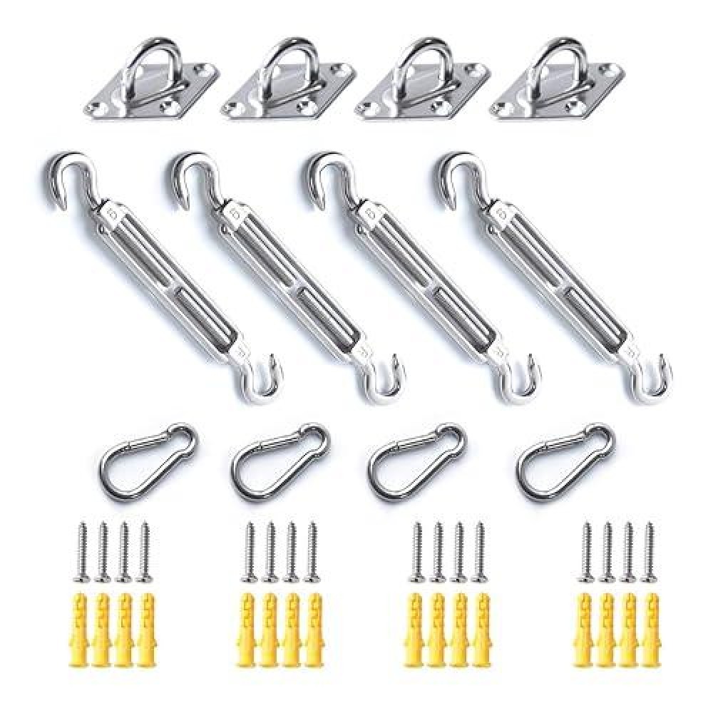 M6 Shade Sail Hardware Kit 304 Stainless Steel Antirust Hardware 12Piece Set With 16 Screws For Square And Triangular Shade