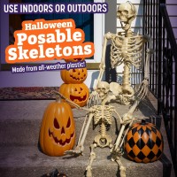 Scs Direct Posable Life Size Human Skeleton Family Set Of 2 Adult 5 4 Children 2 Halloween Prop Indoor Outdoor Decor